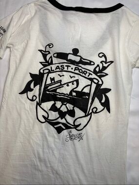 Vintage Slim Fit Sailor Jerry Last Port Traditional Tattoo Style Art Graphic Tee